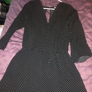 Black and white polka dot romper